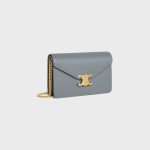 WALLET ON CHAIN MARGO IN SHINY CALFSKIN BLUE GREY - Image 2
